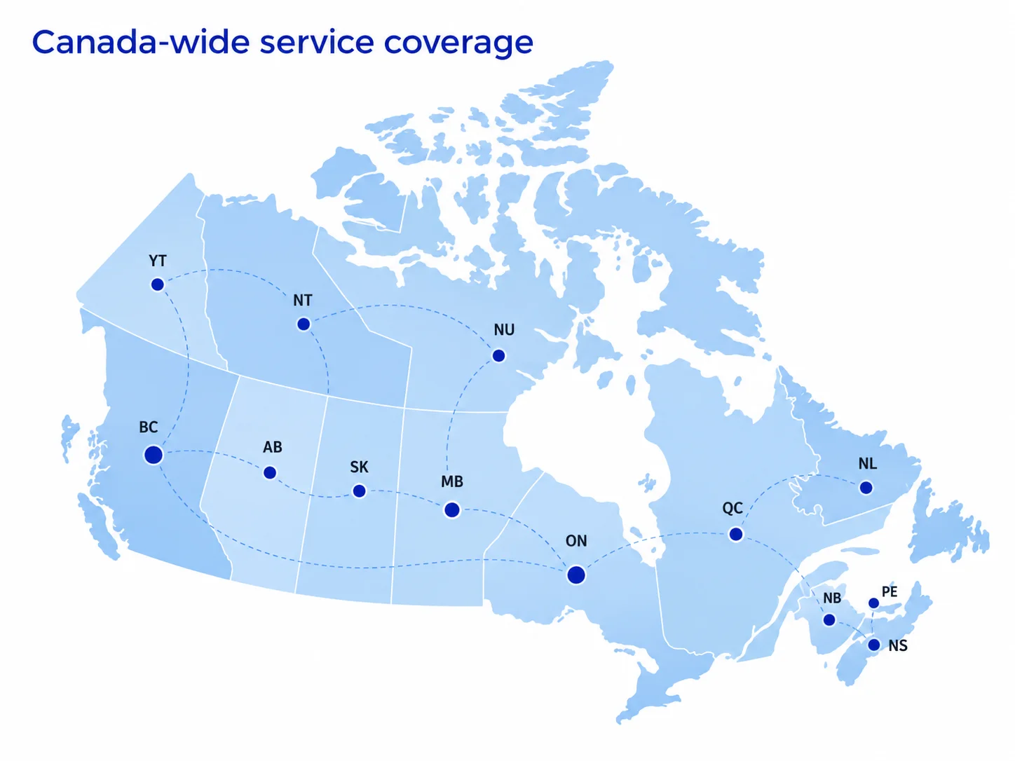 Map of Canada showing TruCapital's service coverage across every province and territory